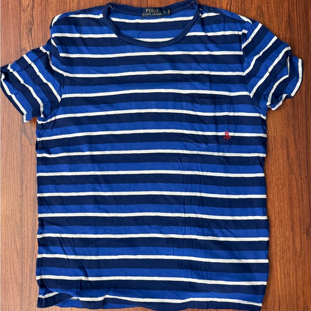 Polo by Ralph Lauren Navy and White Striped Tee